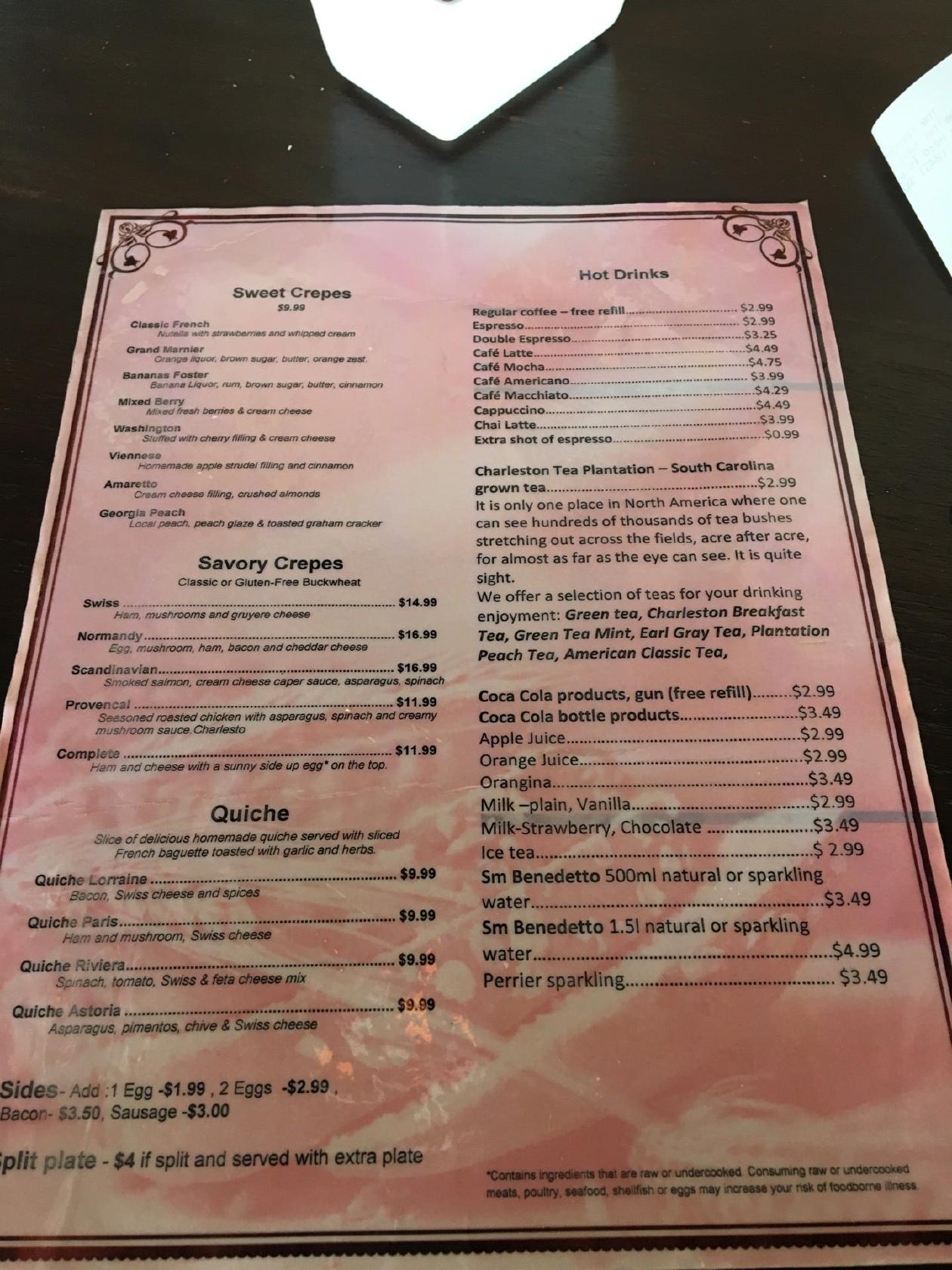 Menu at French Bakery, Hilton Head Island, 28 Shelter Cove Ln