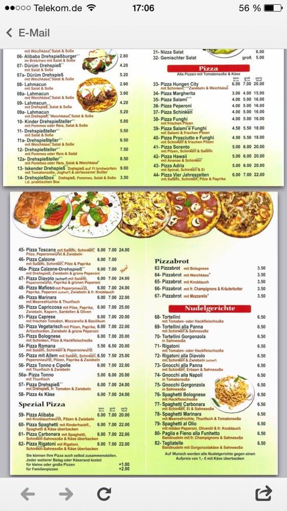 Speisekarte von Ali Baba pizza, Hungen