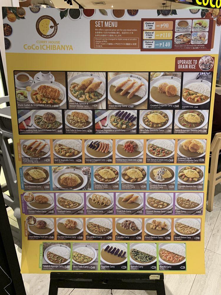 Menu At CoCo Ichibanya Restaurant Quezon City A329a Eastwood Mall