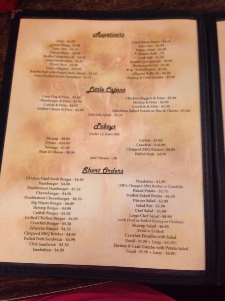 Menu at Hollier's Cajun Kitchen steakhouse, Sulphur, Ruth St