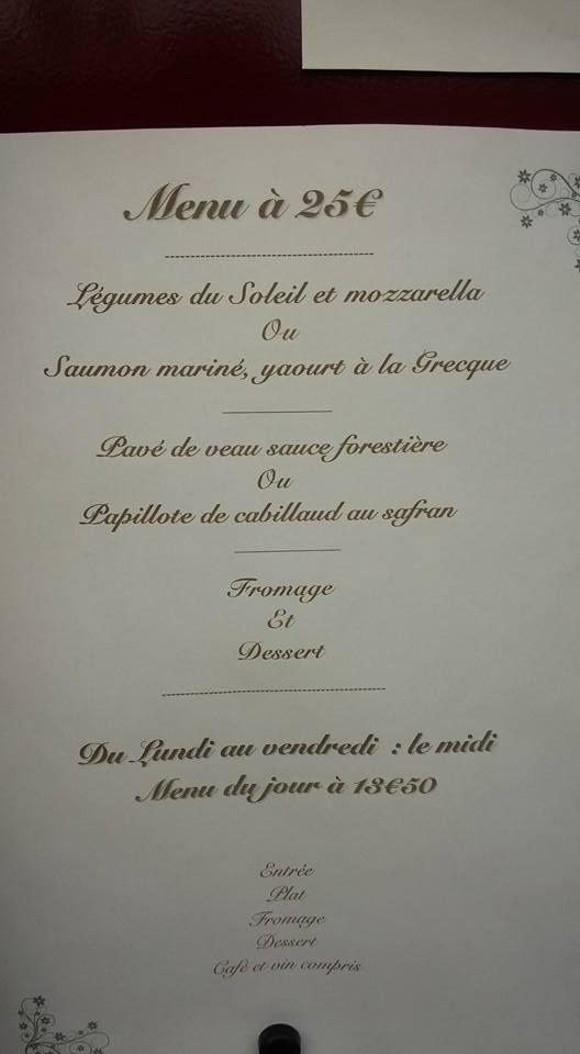 Menu at La Vallée Gourmande restaurant, Saint-Silvain-Bellegarde, Le Bourg