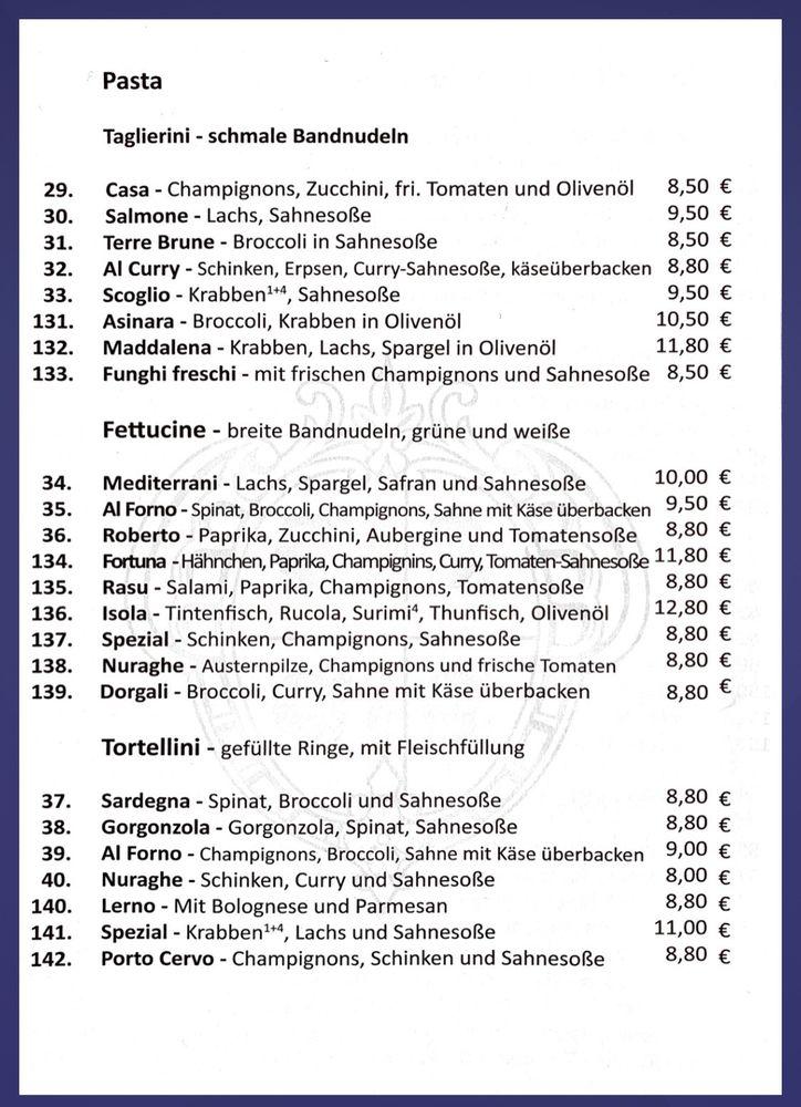 Speisekarte von Su Nuraghe pizza, Düsseldorf, Am Wehrhahn 69