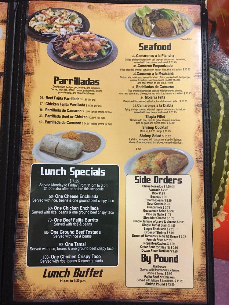 Menu at Taqueria Mexico Restaurant #1, Killeen, E Rancier Ave