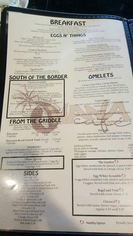Menu at Bread Crumb Ohana Cafe, Huntington Beach