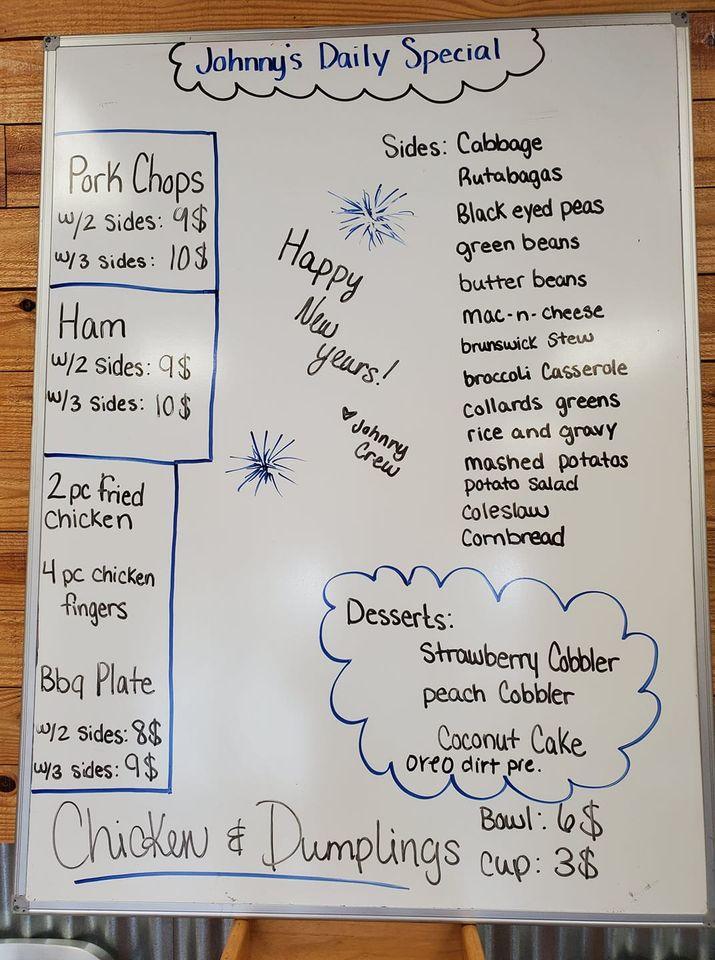 Menu at Johnny's Grill restaurant, Pembroke