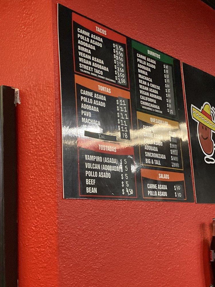 Menu at El Jumping Bean Taquería restaurant, Brawley