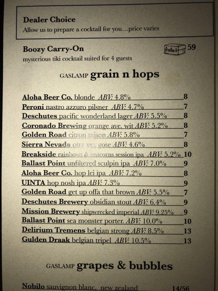 Menu at Gaslamp pub & bar, Kailua