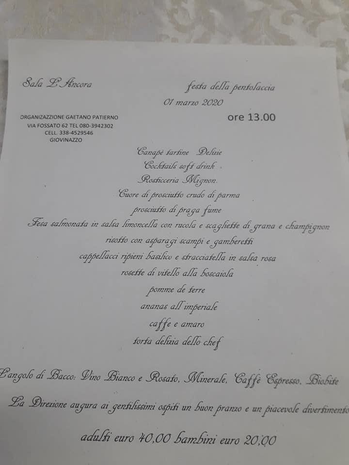 Menu di Ristorante L'Ancora 