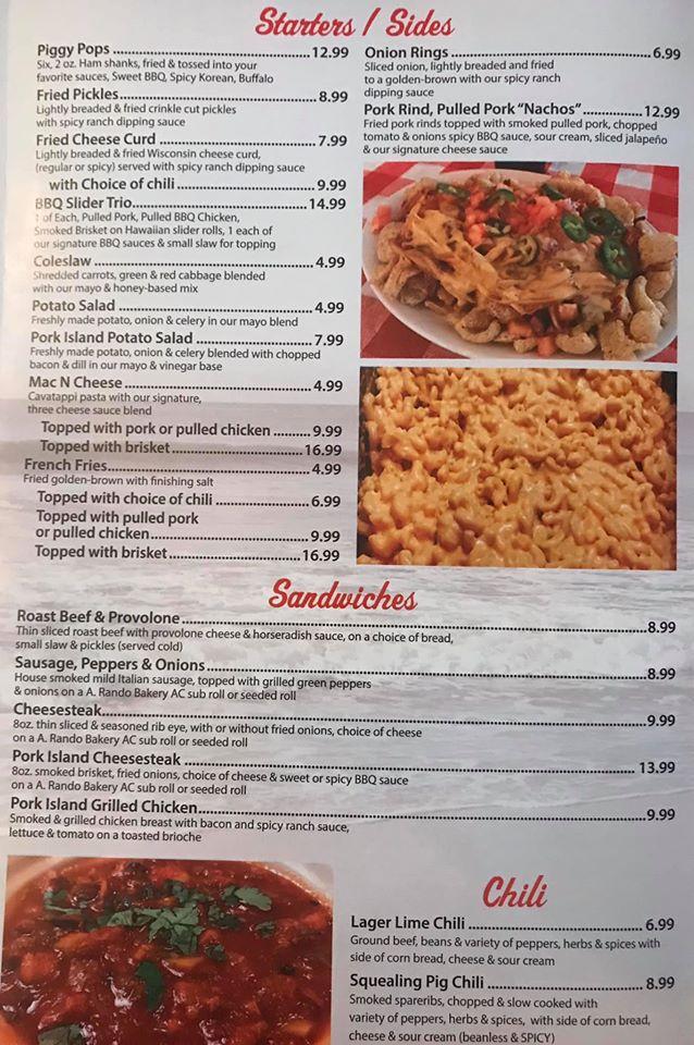 Menu at Pork Island Grill BBQ, Ocean City