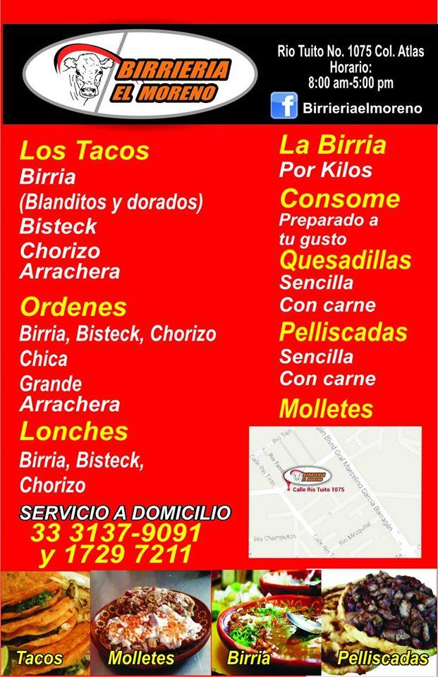 Restaurante Birrieria El Moreno, Guadalajara, C. Río Tuito 1075 - Carta del  restaurante y opiniones