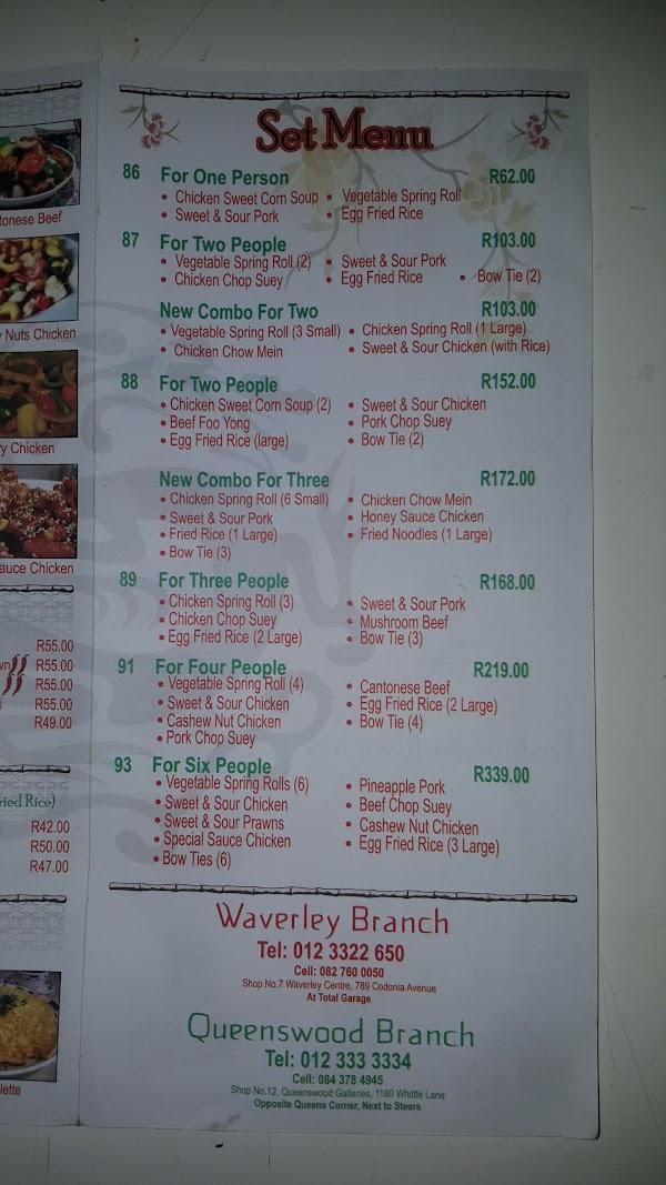 Menu at Kim Bo and Sushi waverley restaurant, Pretoria