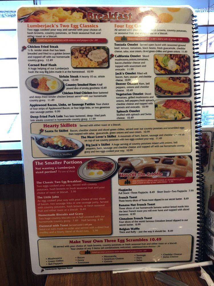 Menu at Lumberjacks Restaurant, Stockton