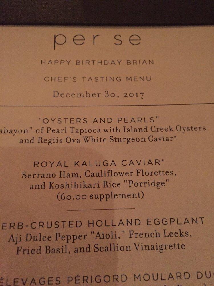 Menu at Per Se restaurant, West New York