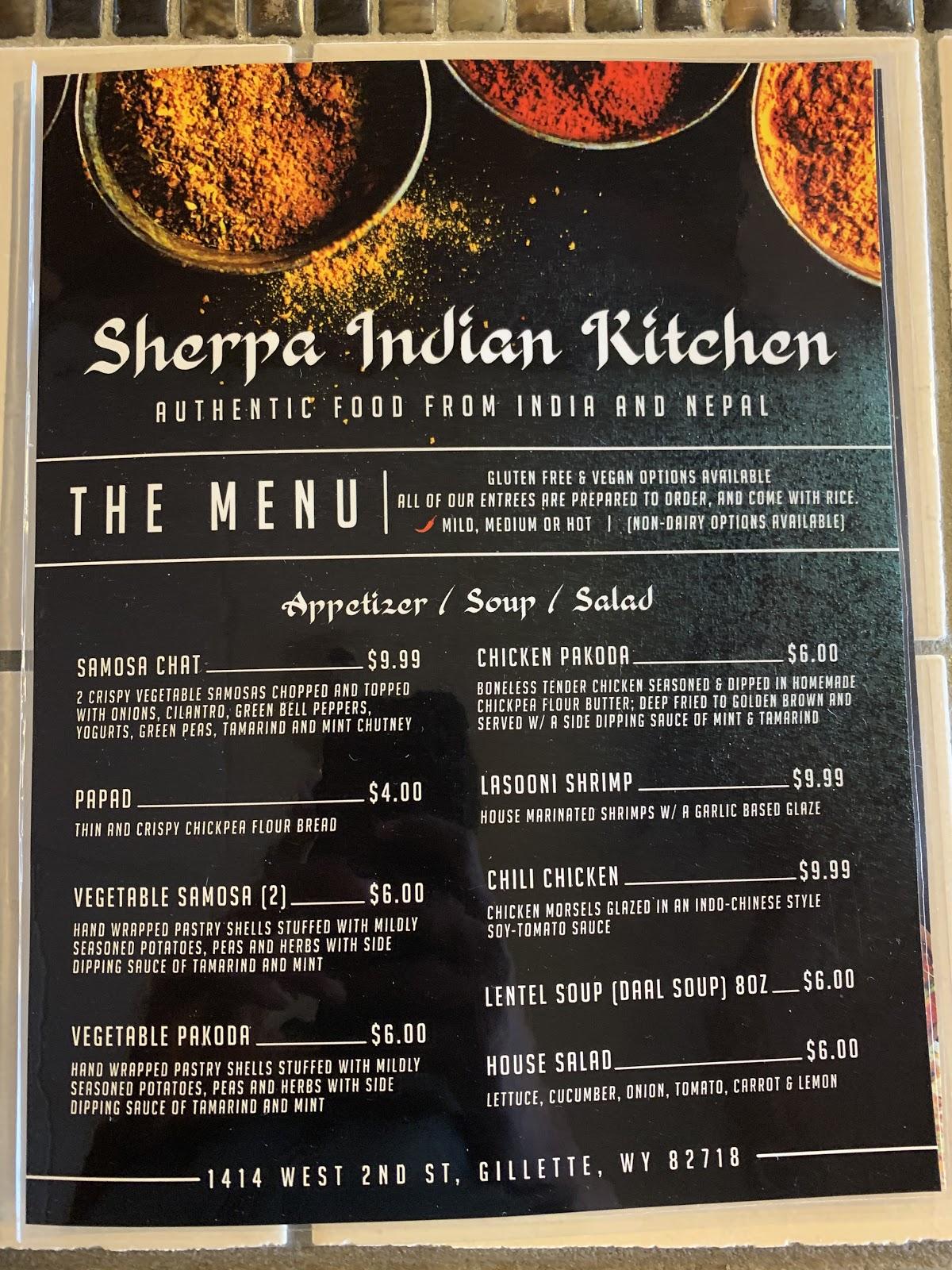 R95e Sherpa Indian Kitchen Menu 