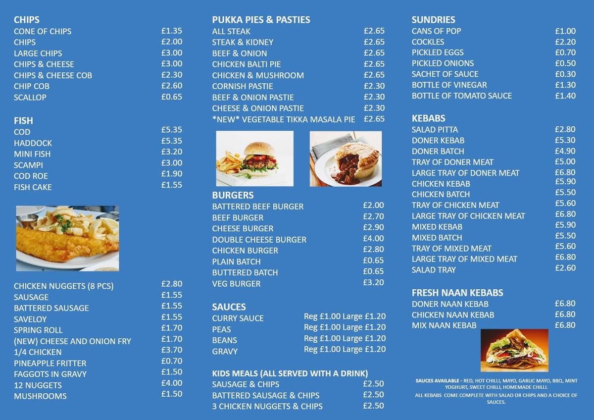 Menu at Strathmore Road Fish Bar, Hinckley