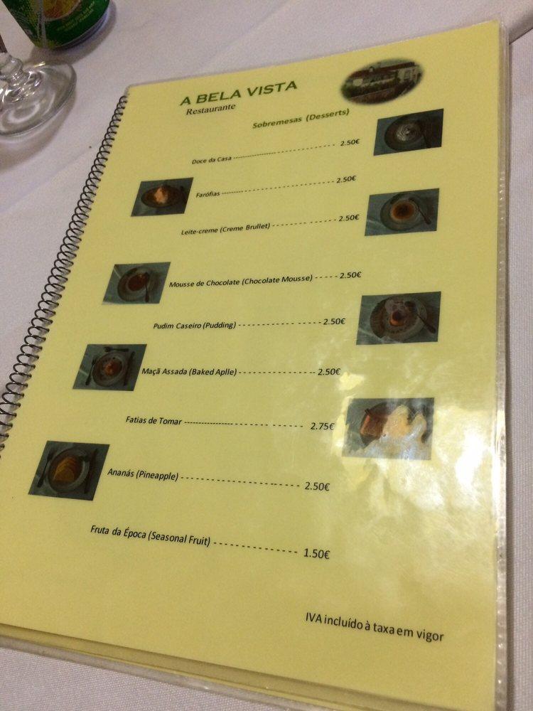 restaurante bela vista tomar menu