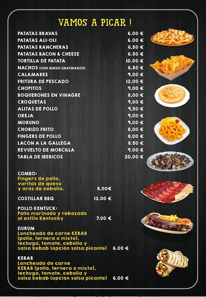 Menu at Café Bar Placituela, Navas del Rey