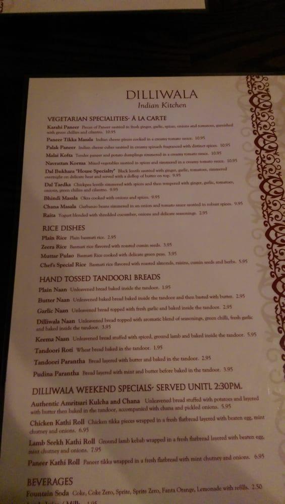 Menu at Dilliwala Indian Kitchen restaurant, Diamond Bar