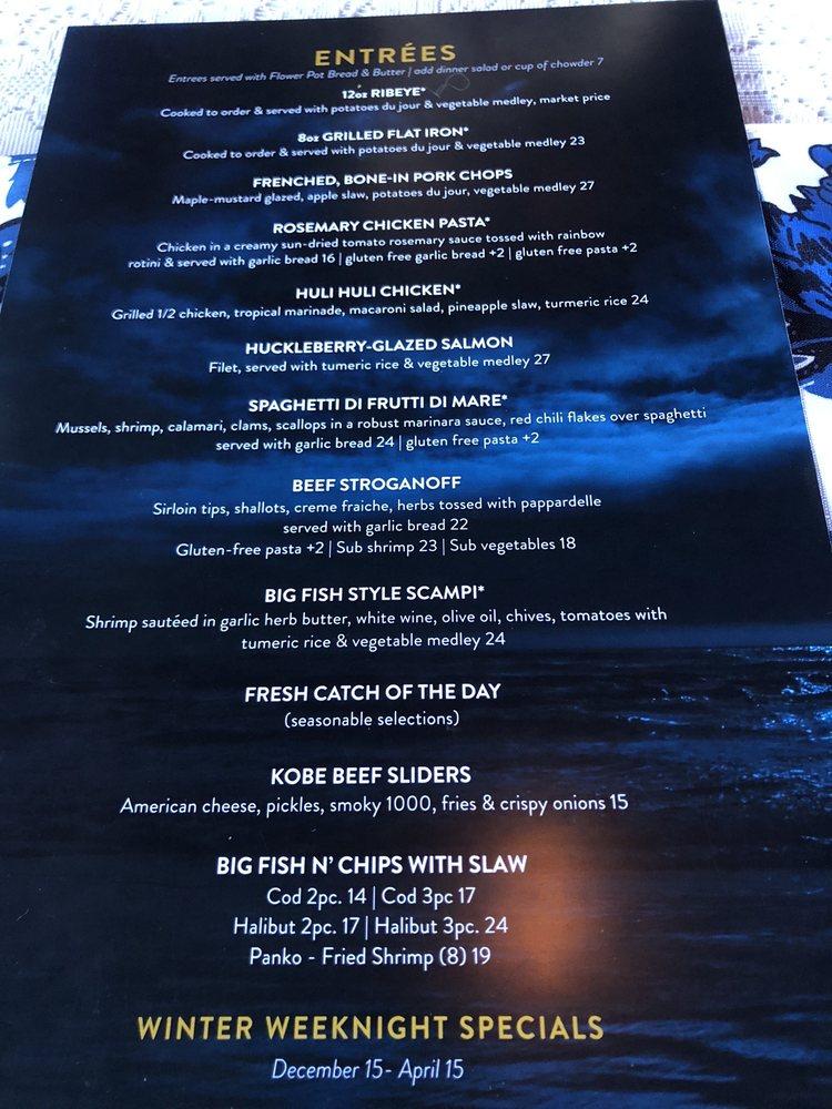 Menu at Big Fish Café restaurant, Reedsport
