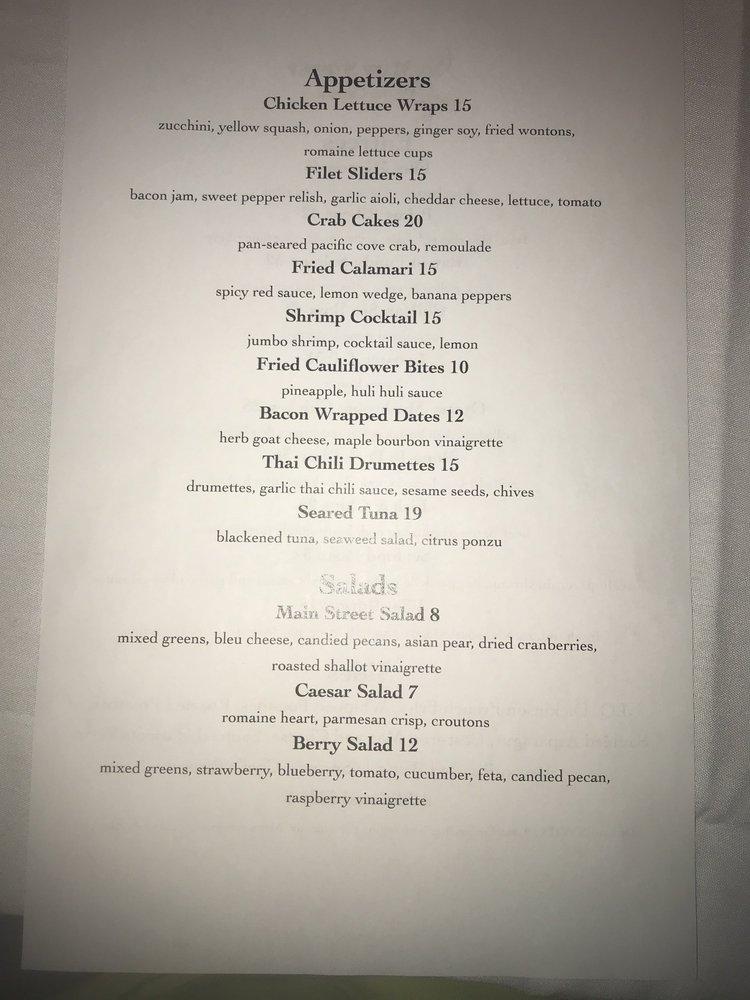 Menu at Main St on Central steakhouse, Barboursville