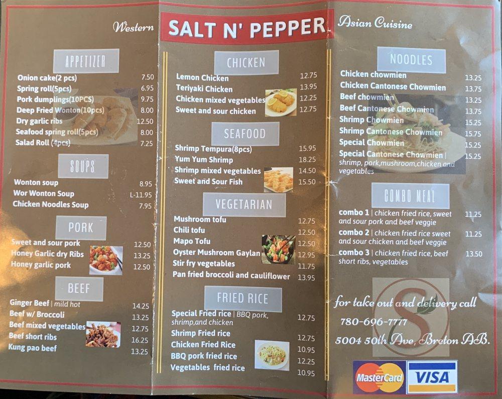 Menu at Salt N' Pepper Western & Asian Cuisine (Breton AB) restaurant ...