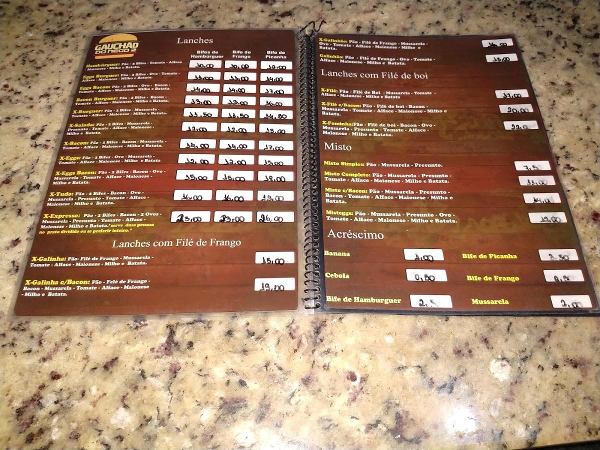 Gauchão do Nêgo 2 cardápio
