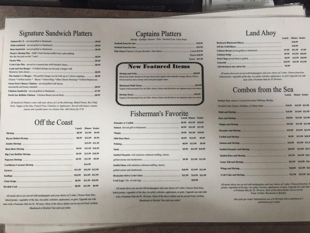 Menu at Junior's Seafood Restaurant and Grill, Jacksonville, N Main St