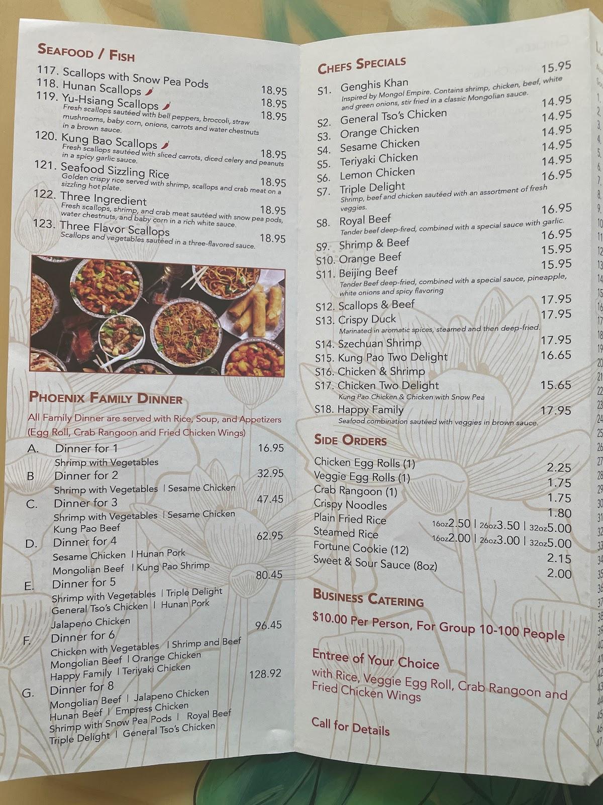 Menu at Phoenix Asian Restaurant, Clive, Hickman Rd