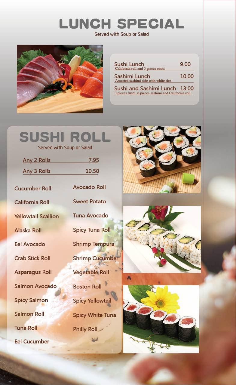 Menu at Mizu Sushi Bar & Grill, Niles