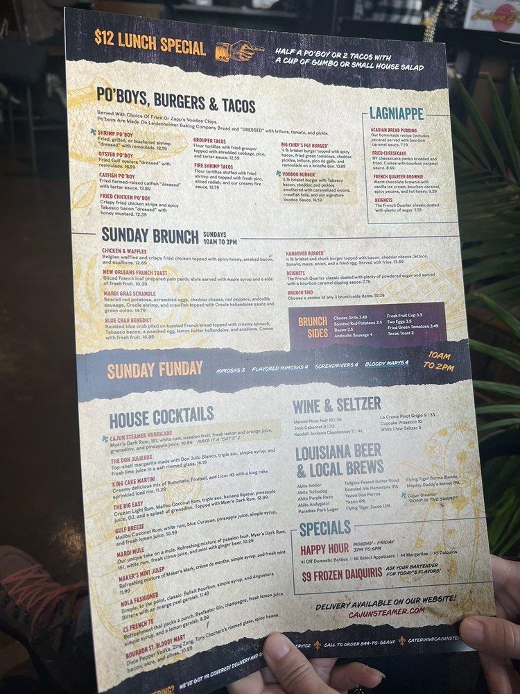 Menu at Cajun Steamer Bar & Grill, Murfreesboro