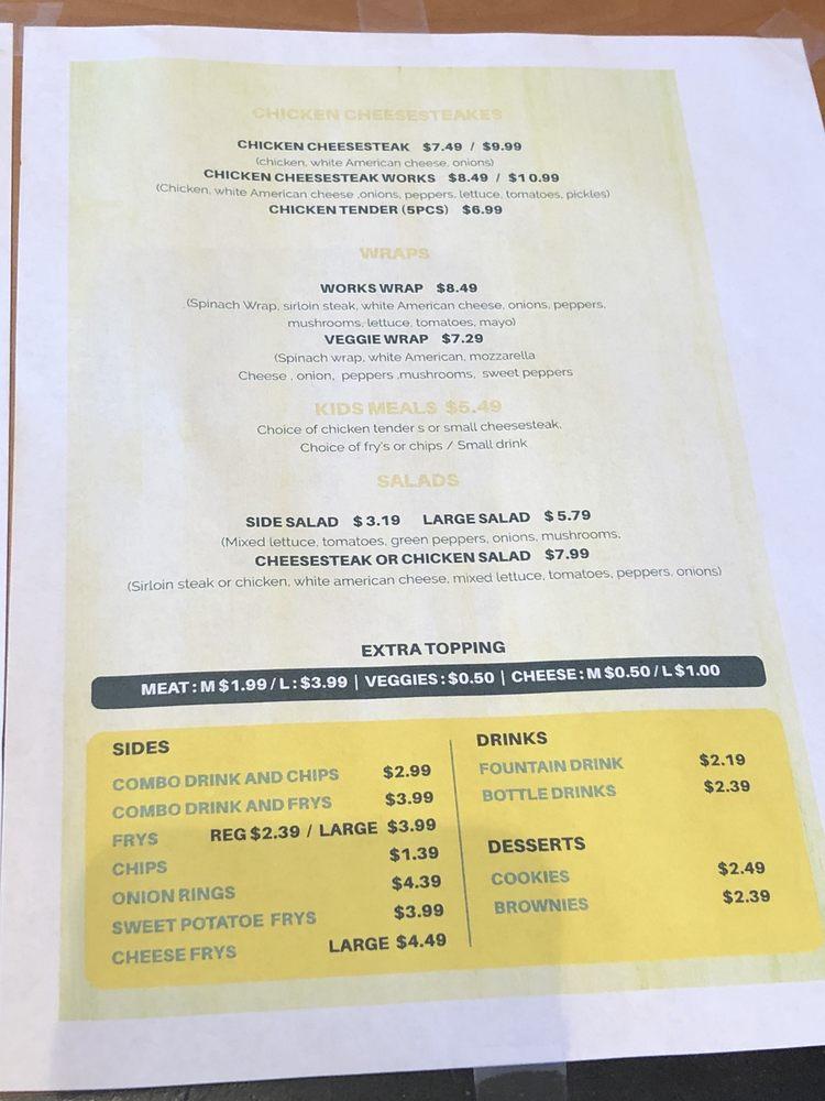 Menu at Chesters Philly Cheesesteaks restaurant, Wheat Ridge