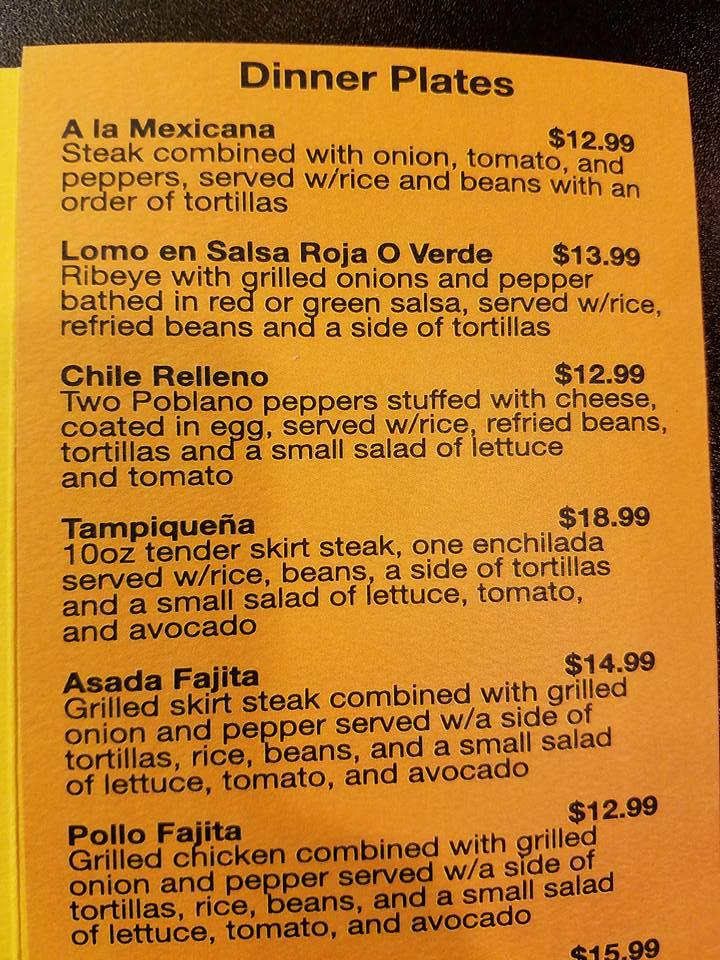 Menu at Mi Casa Restaurant, Wheaton