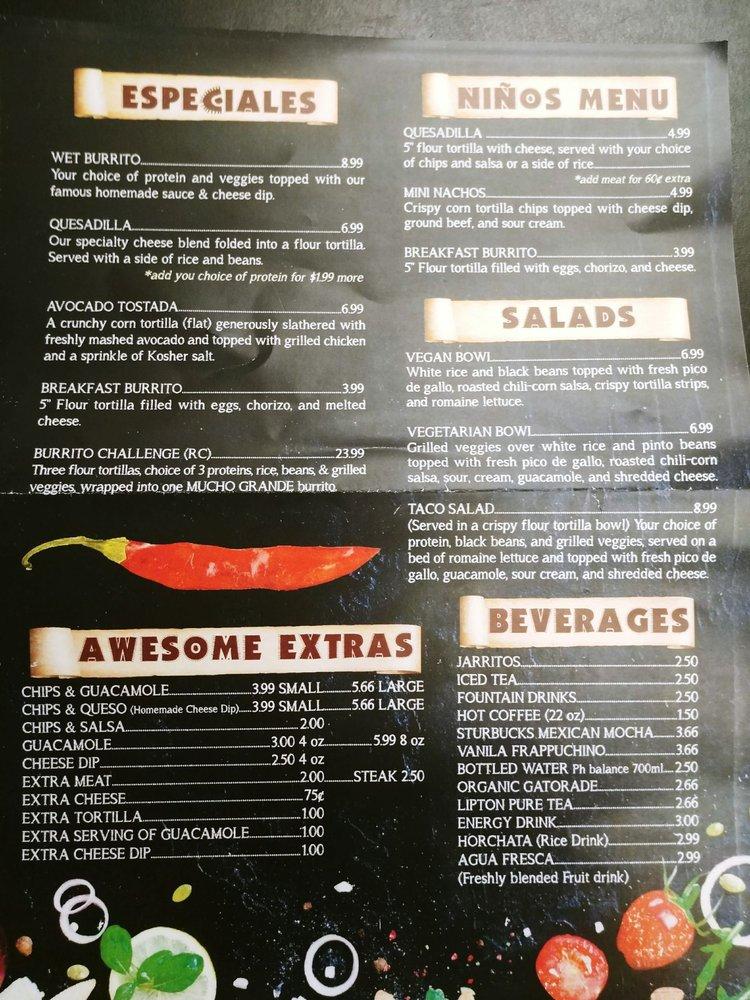 Menu at Burrito Xpress Fresh Mexican Grill restaurant, Chesterland