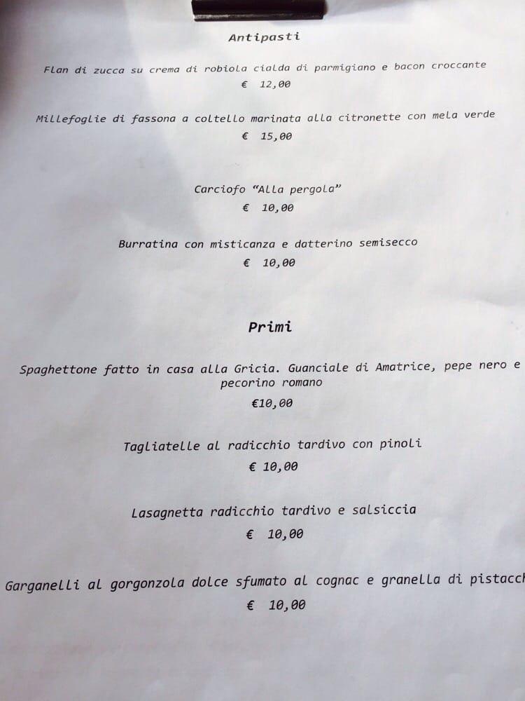 Speisekarte Von Osteria La Pergola Restaurant Venedig Via Fiume