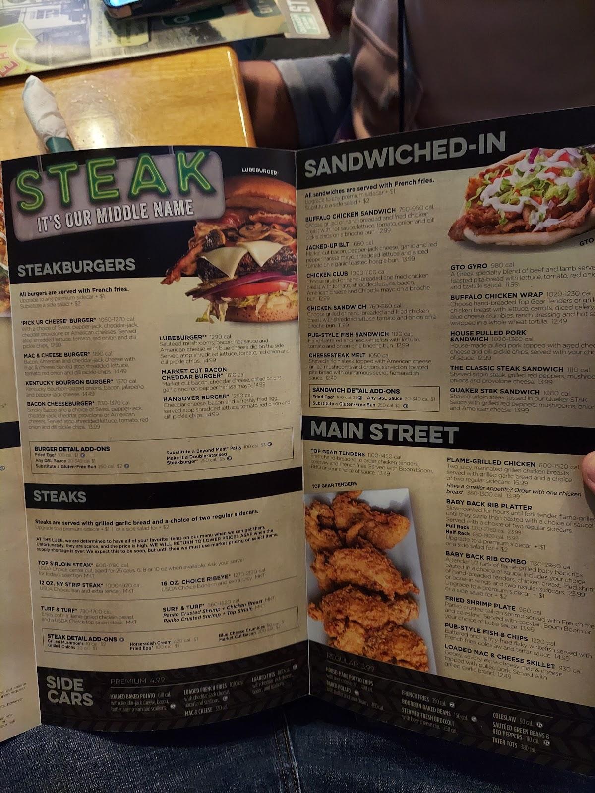 Menu at Quaker Steak & Lube restaurant, Pinellas Park, 49th St N