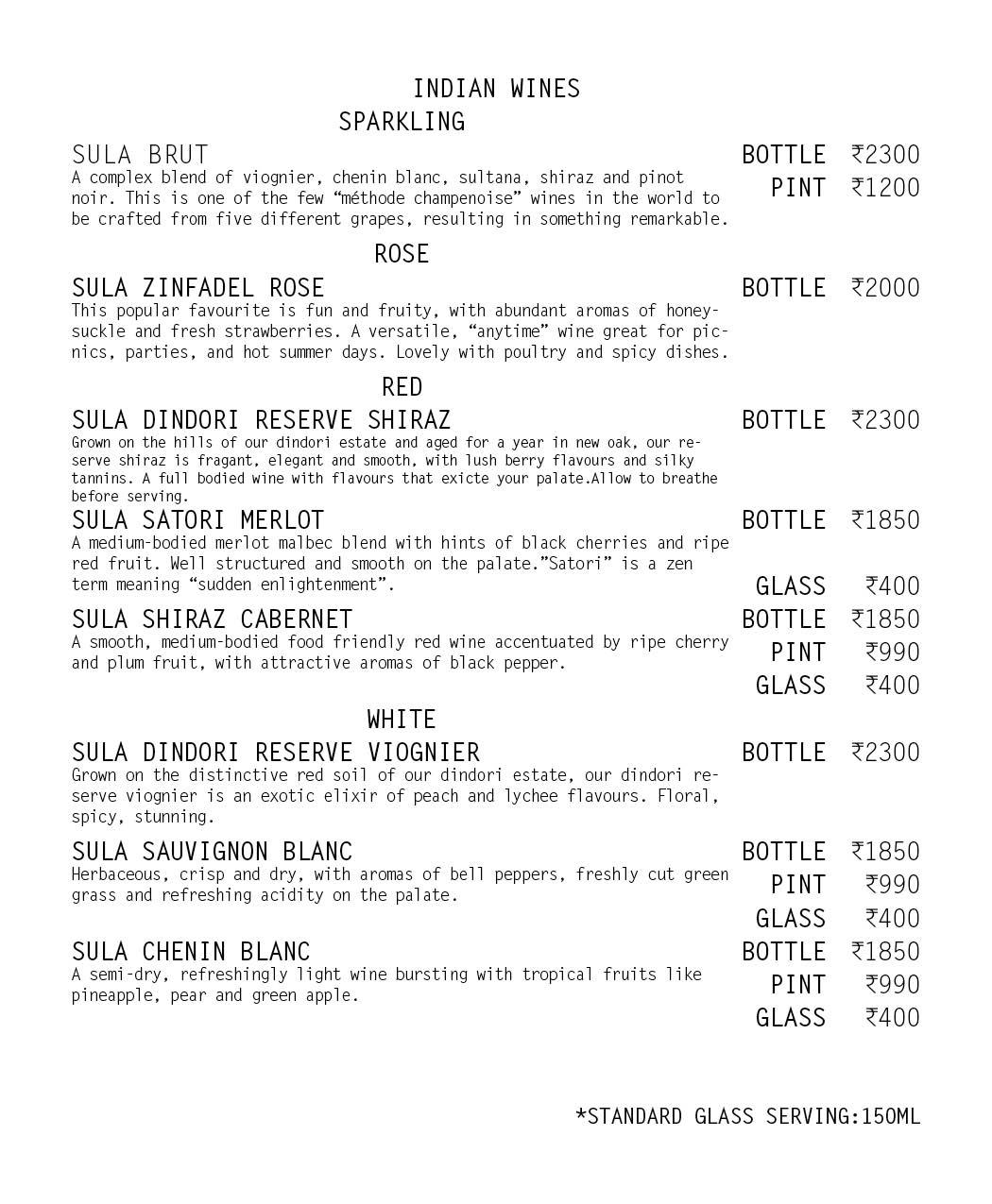 GLASSY menu