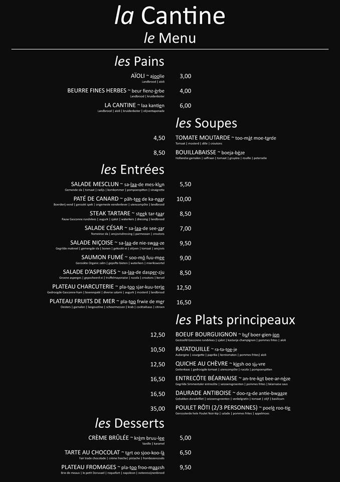Menu au La Place, Utrecht, Rijnkade 5