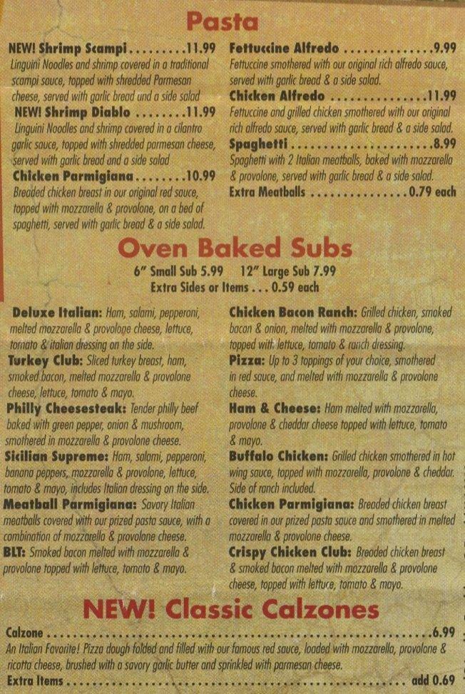 Menu at Padanos Pizza pizzeria, Saint Joseph