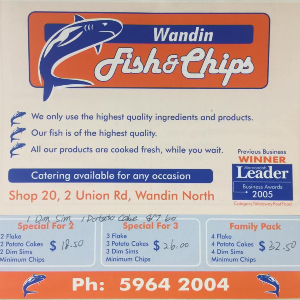 Wandin Fish & Chip Shop in Wandin North Restaurant menu and reviews
