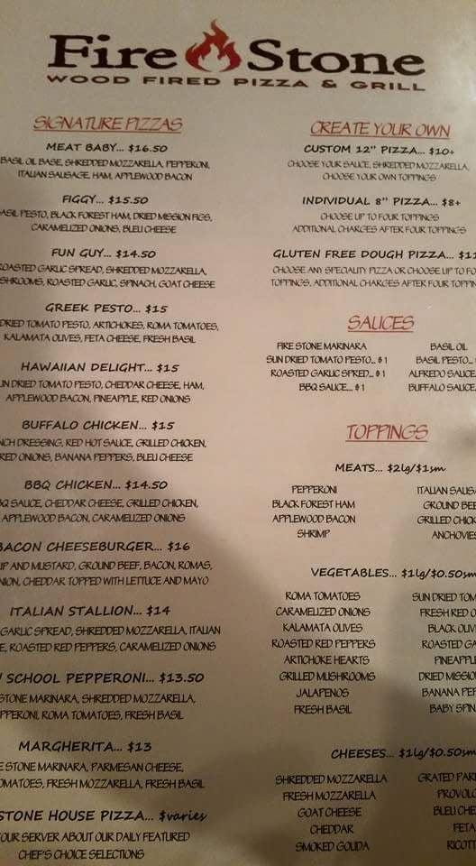 Menu at Fire Stone Wood Fired Grill pub & bar, Dothan
