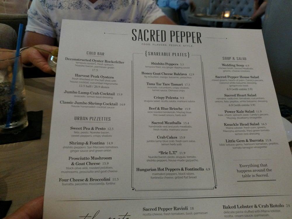 Menu at The Sacred Pepper restaurant, Tampa