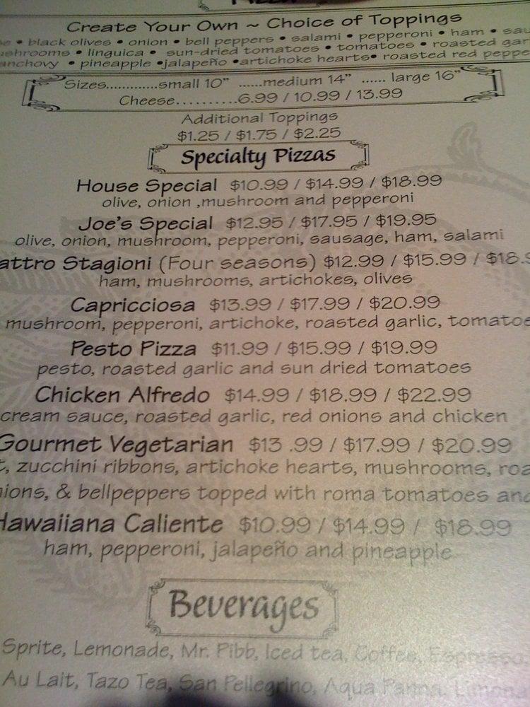 Menu at Joe's Italian pizzeria, Alabaster, 21 Weatherly Club Dr