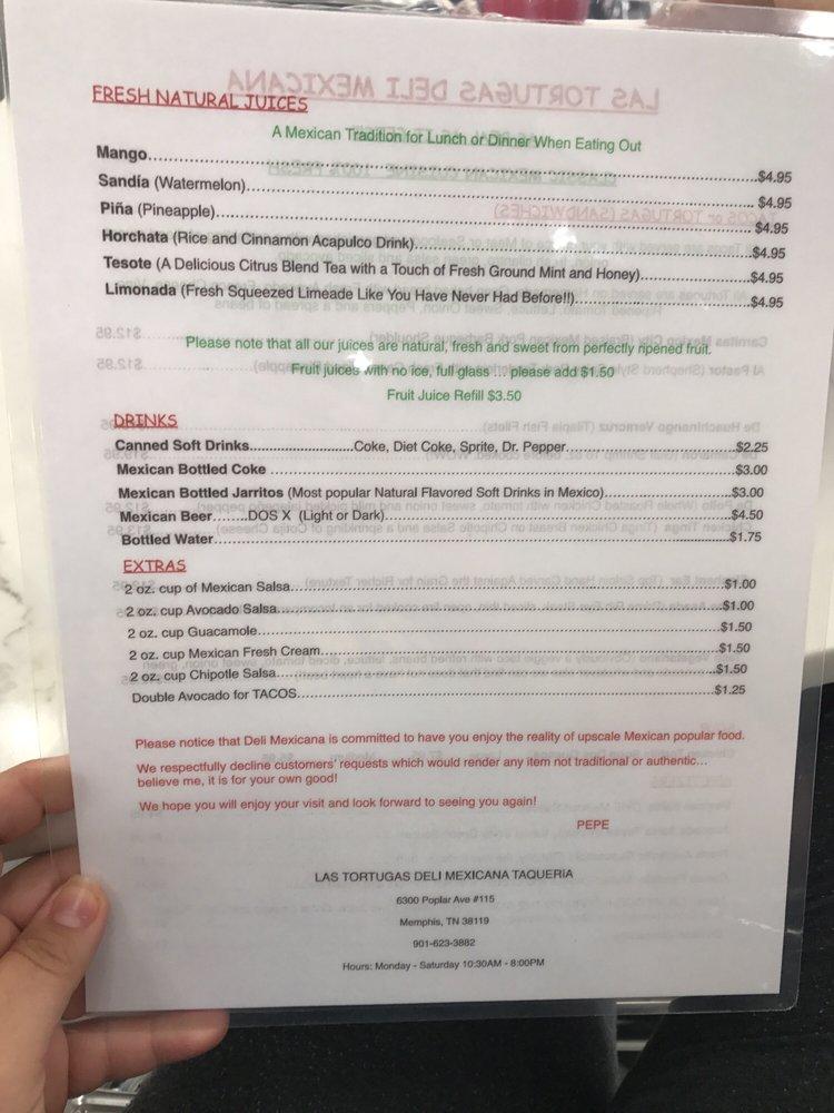 Menu At Las Tortugas Deli Mexicana Restaurant Memphis Poplar Ave 115   R967 Las Tortugas Deli Mexicana Menu 2022 09 