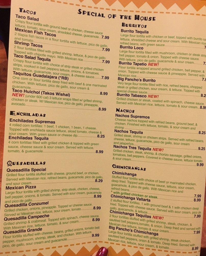 Carta del pub y bar Taco Tequila's, Terre Haute