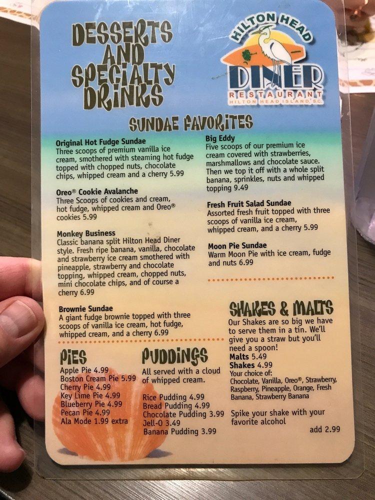 Menu at Hilton Head Diner Restaurant, Hilton Head Island