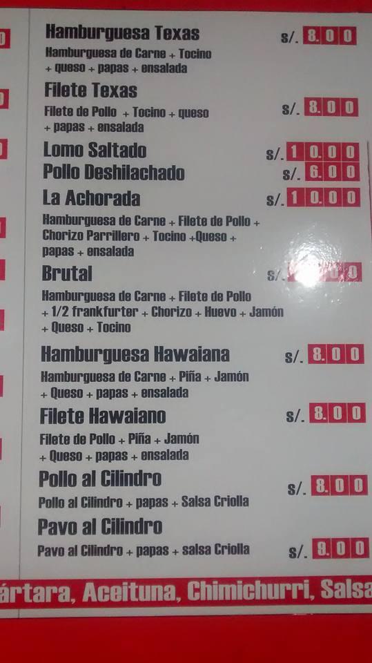 Menu at La parrillita FS, Santiago de Surco