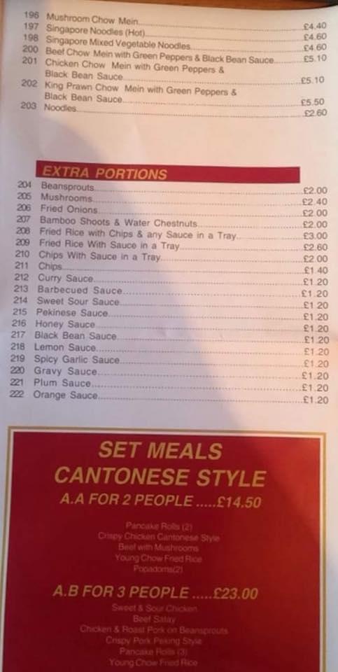 Menu at Rising Moon fast food, Porthcawl