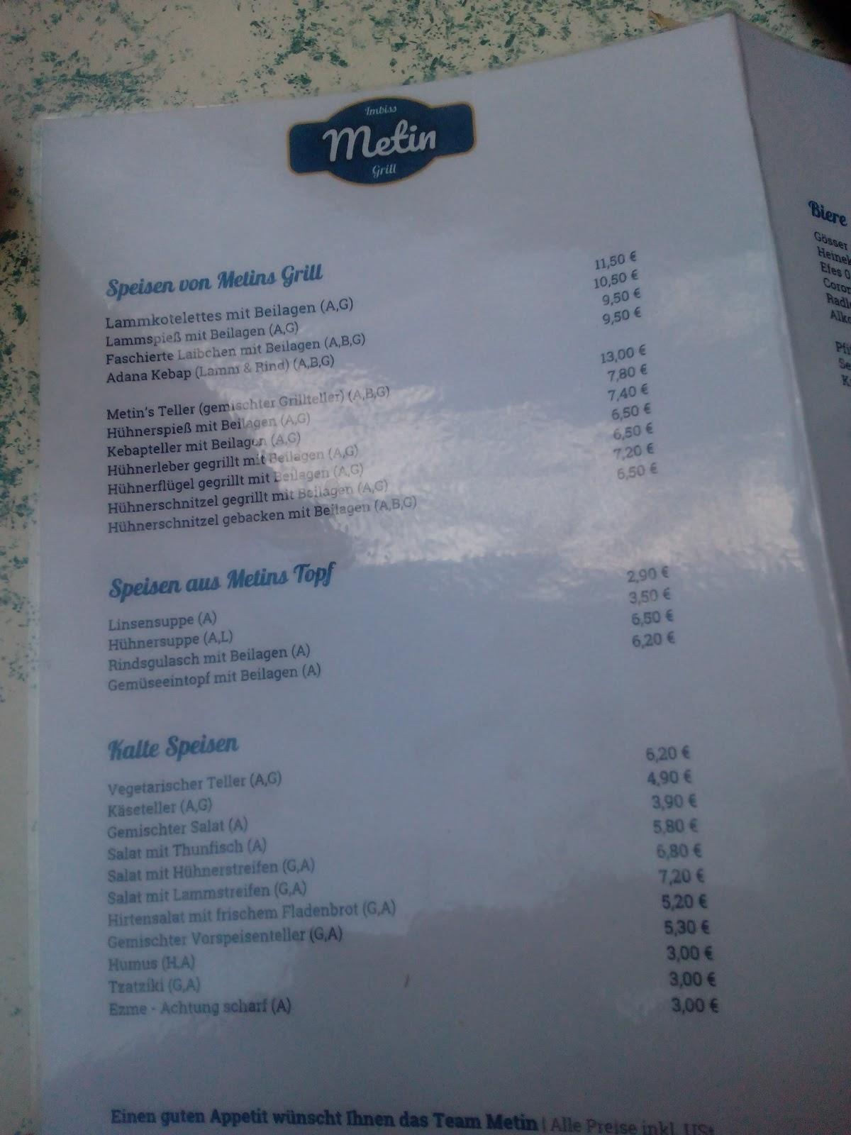 Menu At Imbiss Metin Restaurant Vienna