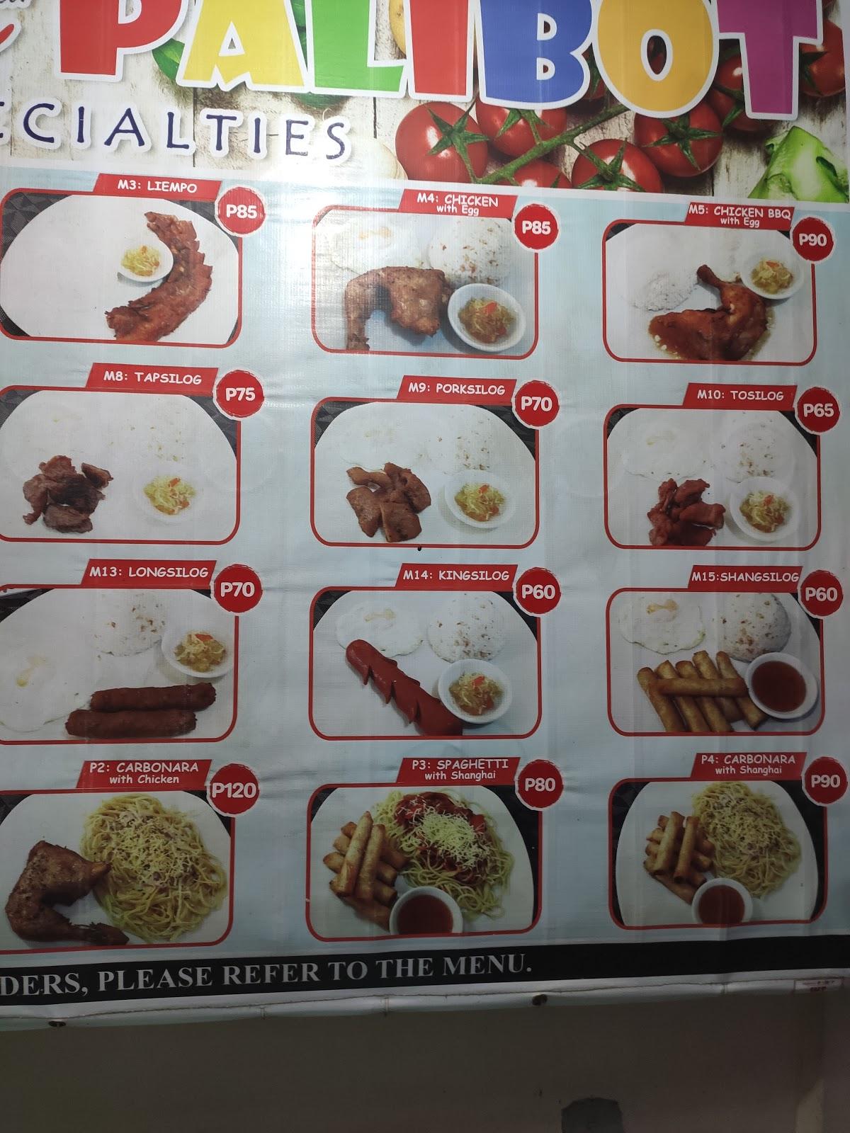 Carta del restaurante Mekeni Sa Palibot, Tagkawayan
