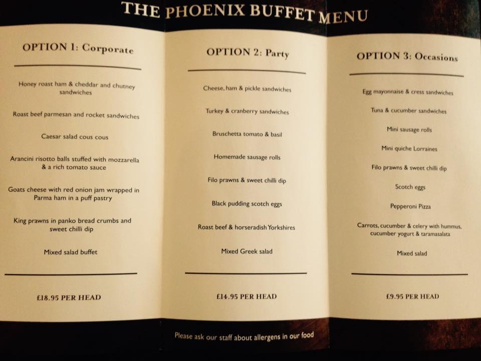 Menu at The Phoenix pub & bar, Gillingham, The Square